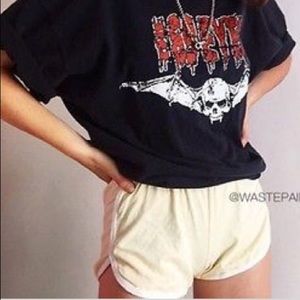 brandy melville yellow and white track shorts